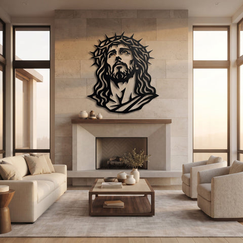 Jesus Crown of Thorns Laser SVG | Christian Metal Wall Art DXF | Jesus Face Plasma Cut File | CNC Laser Cut Svg | Religious Wall Decor SVG HappyDesignStudio 