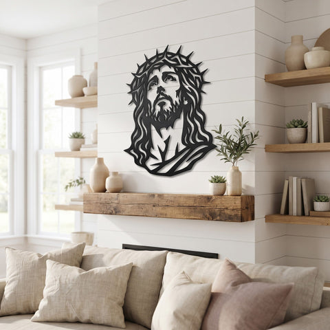 Jesus Crown of Thorns Laser SVG | Christian Metal Wall Art DXF | Jesus Face Plasma Cut File | CNC Laser Cut Svg | Religious Wall Decor SVG HappyDesignStudio 