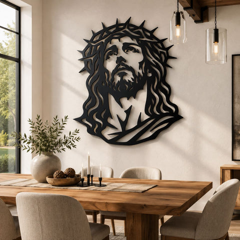Jesus Crown of Thorns Laser SVG | Christian Metal Wall Art DXF | Jesus Face Plasma Cut File | CNC Laser Cut Svg | Religious Wall Decor SVG HappyDesignStudio 