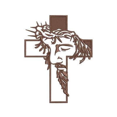 Jesus Face Barbed Wire Wreath And Cross Embroidery Design, Religious Embroidery File, 4 sizes, Instant Download Embroidery/Applique DESIGNS Nino Nadaraia 