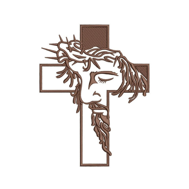 Jesus Face Barbed Wire Wreath And Cross Embroidery Design, Religious Embroidery File, 4 sizes, Instant Download Embroidery/Applique DESIGNS Nino Nadaraia 