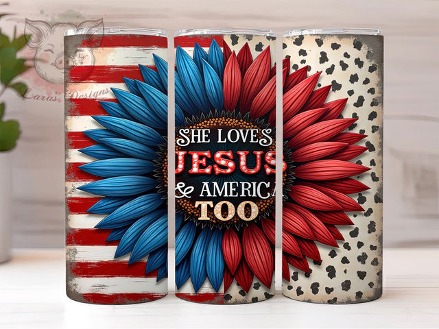 Jesus Faith and Freedom 20oz Tumbler, Patriotic Drinkware, 20oz Sublimation, Faith and Freedom, American Pride Gift, Religious Tumbler, Unique Christian Tumbler Sublimation Lara' s Designs 