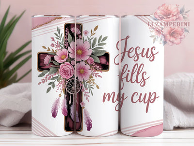 Jesus Fills My Cup 20oz Tumbler, Christian Cross, Faith Theme, Religious Quote, Inspirational Design, 20oz Wrap, PNG File Sublimation Li Zamperini 