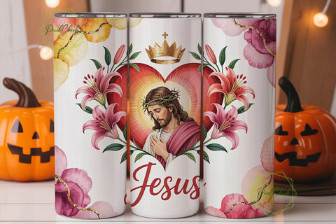 Jesus Heart Tumbler Wrap PNG Sublimation PixelChick 