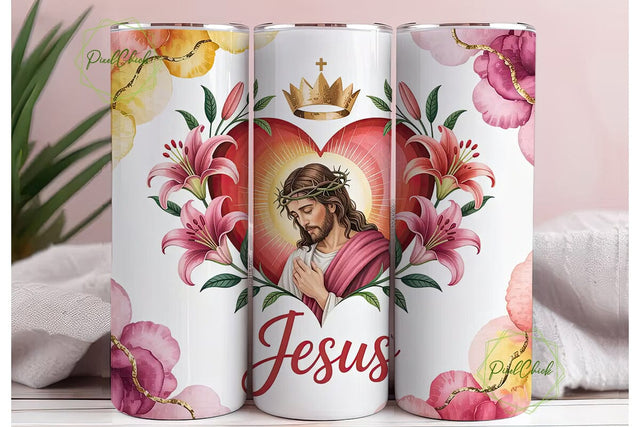 Jesus Heart Tumbler Wrap PNG Sublimation PixelChick 
