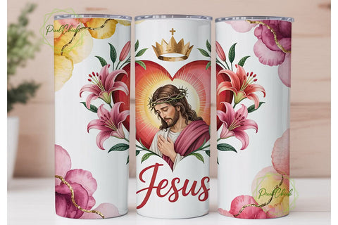 Jesus Heart Tumbler Wrap PNG Sublimation PixelChick 