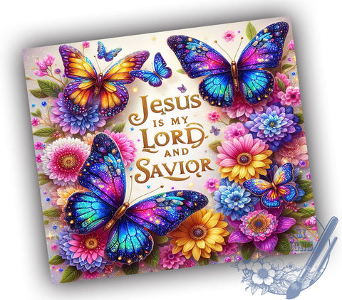 Jesus is My Lord and Savior 20oz Skinny Tumbler PNG, Christian Tumbler Wrap, Sublimation Design, Straight & Tapered Tumbler Wrap, Instant Digital Download Sublimation ToriDesigns 