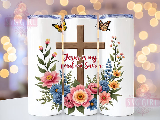 Jesus Is My Lord Savior 20oz Tumbler Wrap Sublimation Design, Straight Tapered Tumbler Wrap, Faith Flowers Tumbler Png, Instant Digital Download Sublimation SvggirlplusArt 