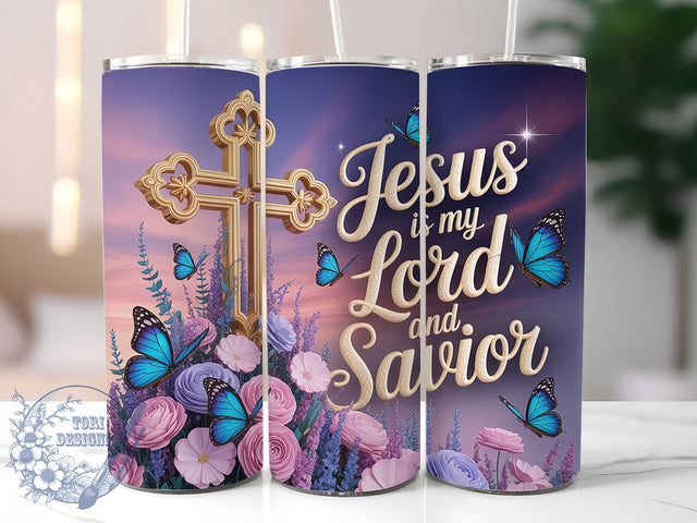 Jesus Is My Savior Christian Tumbler, Jesus Is My Savior Design, Faith Based Sublimation, Religious Quote Tumbler, 20oz Skinny Tumbler Wrap, Bible Verse Drinkware, Inspirational Christian Wrap Sublimation ToriDesigns 