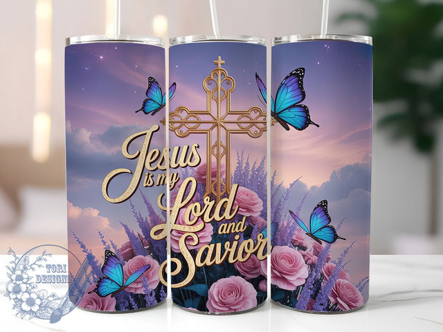 Jesus Is My Savior Christian Tumbler, Jesus Is My Savior Design, Faith Based Sublimation, Religious Quote Tumbler, 20oz Skinny Tumbler Wrap, Bible Verse Drinkware, Inspirational Christian Wrap Sublimation ToriDesigns 