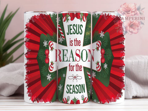 Jesus is the Reason, Christian Christmas Tumbler, Holiday Drinkware, 20oz Sublimation Wrap, Religious Christmas Gift, Faith-Based Decor, Jesus Christmas Gift Sublimation Li Zamperini 