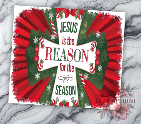 Jesus is the Reason, Christian Christmas Tumbler, Holiday Drinkware, 20oz Sublimation Wrap, Religious Christmas Gift, Faith-Based Decor, Jesus Christmas Gift Sublimation Li Zamperini 