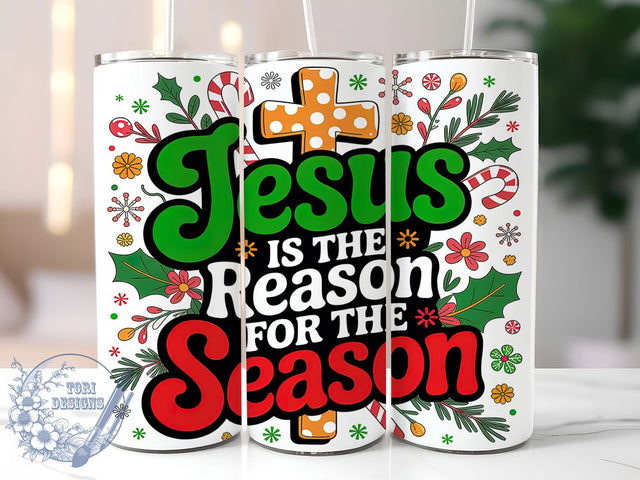 Jesus Is the Reason Christmas Tumbler, Christian Christmas Wrap, Faith Holiday Mug Design, Sublimation Wrap, Religious Christmas Drinkware, Christian Gift Idea, Nativity Inspired Cup Sublimation ToriDesigns 