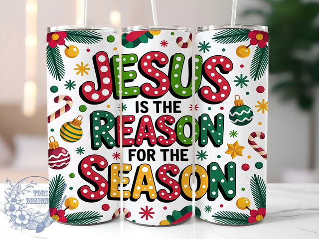 Jesus Is the Reason Christmas Tumbler, Christian Christmas Wrap, Faith Holiday Mug Design, Sublimation Wrap, Religious Christmas Drinkware, Christian Gift Idea, Nativity Inspired Cup Sublimation ToriDesigns 