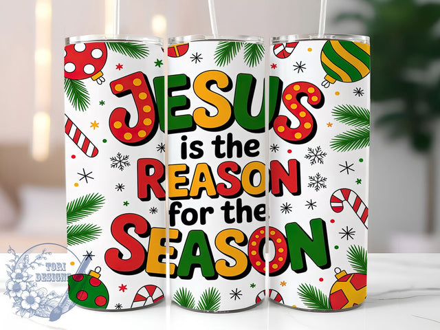 Jesus Is the Reason Christmas Tumbler, Christian Christmas Wrap, Faith Holiday Mug Design, Sublimation Wrap, Religious Christmas Drinkware, Christian Gift Idea, Nativity Inspired Cup Sublimation ToriDesigns 