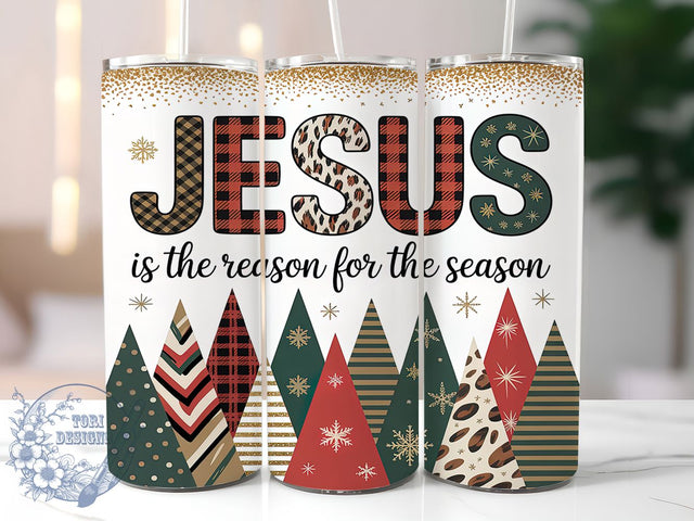 Jesus Is the Reason Christmas Tumbler, Christian Christmas Wrap, Faith Holiday Sublimation Design, Religious Christmas Cup, 20Oz Skinny Tumbler Wrap, Inspirational Holiday Mug, Spiritual Christmas Design Sublimation ToriDesigns 