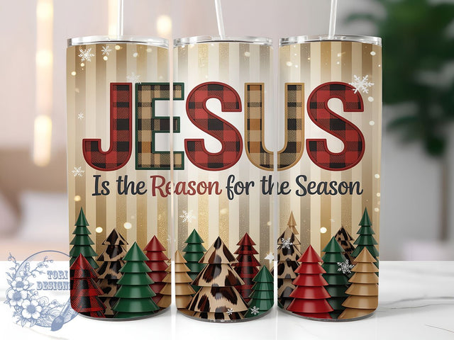 Jesus Is the Reason Christmas Tumbler, Christian Christmas Wrap, Faith Holiday Sublimation Design, Religious Christmas Cup, 20Oz Skinny Tumbler Wrap, Inspirational Holiday Mug, Spiritual Christmas Design Sublimation ToriDesigns 