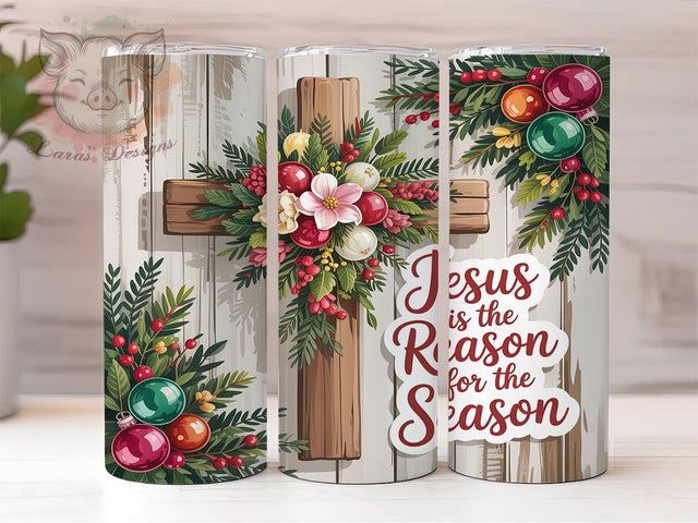 Jesus Is the Reason Christmas Tumbler, Jesus Is the Reason Sublimation Design, Cross Holiday Cup Art, 20oz Xmas Tumbler, Faith-Based Christmas Mug, Stylish Religious Cup, Cozy Holiday Wrap Sublimation Lara' s Designs 