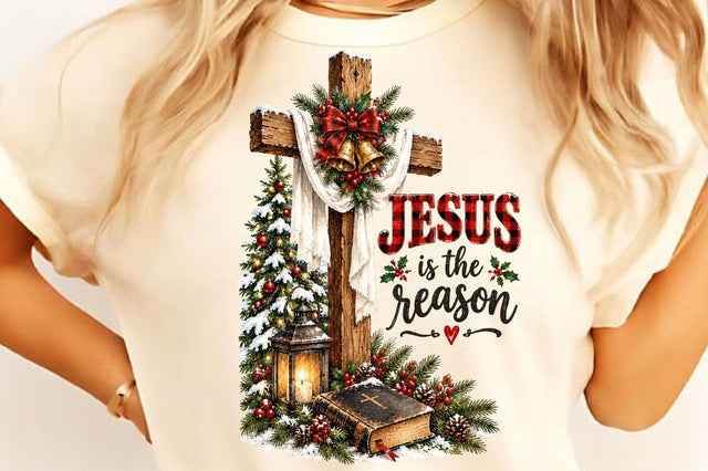 Jesus is the Reason Cross Christmas PNG Sublimation SVGista 