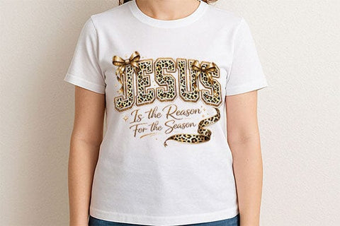 Jesus Is The Reason PNG Leopard Bow Christian Christmas Design SVG BillahCrafts 