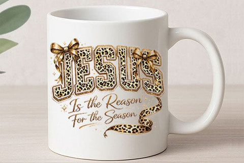 Jesus Is The Reason PNG Leopard Bow Christian Christmas Design SVG BillahCrafts 