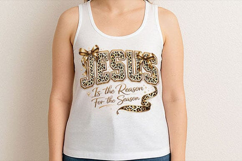 Jesus Is The Reason PNG Leopard Bow Christian Christmas Design SVG BillahCrafts 