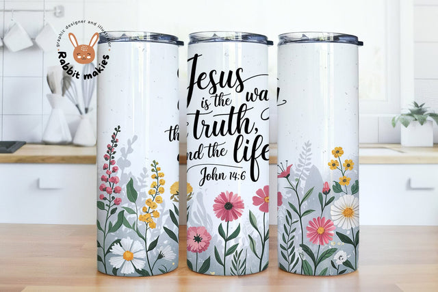 Jesus is the Way the Truth and the Life 20oz Skinny Tumbler Sublimation Designs Sublimation Rabbitmakies 