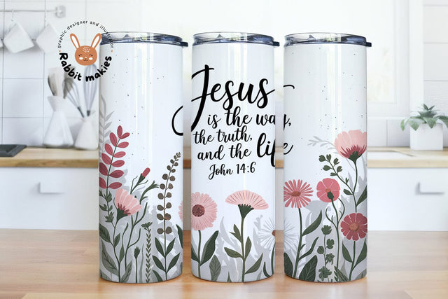 Jesus is the Way the Truth and the Life 20oz Skinny Tumbler Sublimation Designs Sublimation Rabbitmakies 
