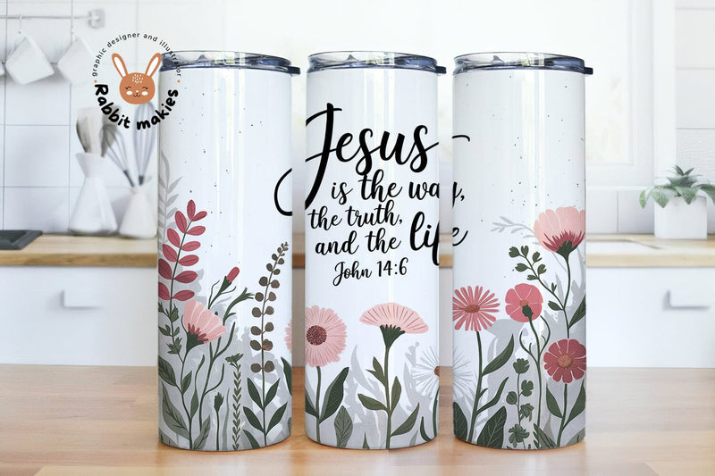 Jesus is the Way the Truth and the Life 20oz Skinny Tumbler Sublimation Designs Sublimation Rabbitmakies 