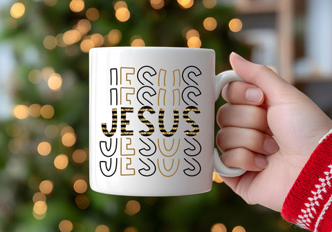 Jesus Jesus Jesus | Gold Black Striped Religious PNG | Christian Faith Typography Design Sublimation Print Perfect Design Shop 