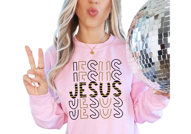 Jesus Jesus Jesus | Gold Black Striped Religious PNG | Christian Faith Typography Design Sublimation Print Perfect Design Shop 