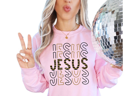 Jesus Jesus Jesus | Gold Black Striped Religious PNG | Christian Faith Typography Design Sublimation Print Perfect Design Shop 