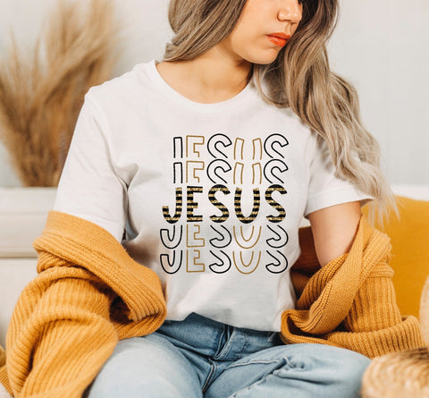 Jesus Jesus Jesus | Gold Black Striped Religious PNG | Christian Faith Typography Design Sublimation Print Perfect Design Shop 