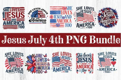 Jesus July 4th PNG Bundle Patriotic Coquette Sublimation Designs (Digital Download) SVG Svgcraft 