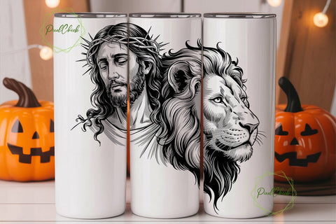 Jesus Lion Faith 20oz Tumbler Wrap Sublimation PixelChick 