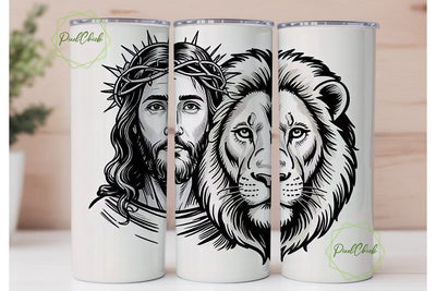 Jesus Lion Faith 20oz Tumbler Wrap Sublimation PixelChick 