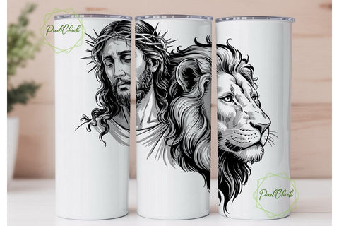 Jesus Lion Faith 20oz Tumbler Wrap Sublimation PixelChick 