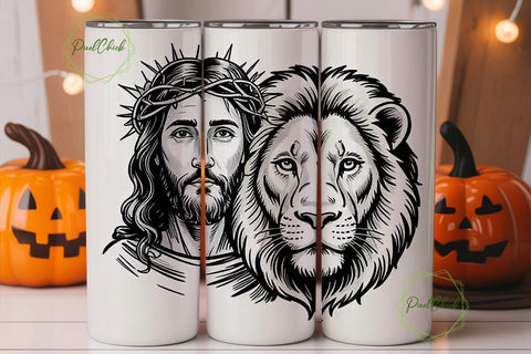 Jesus Lion Faith 20oz Tumbler Wrap Sublimation PixelChick 