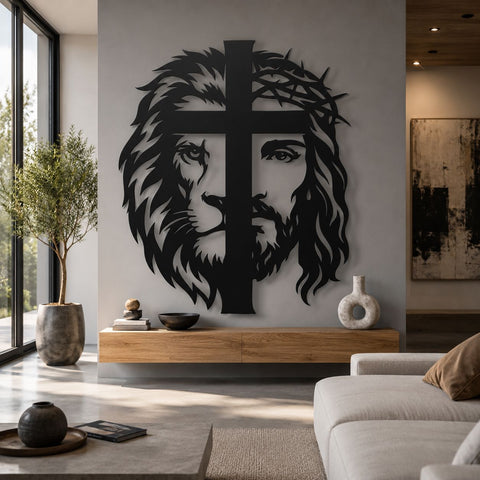 Jesus Lion of Judah Laser SVG | Christian Metal Wall Art DXF | Jesus Lion Svg Laser Cut File | CNC Plasma Svg | Religious Decor SVG HappyDesignStudio 