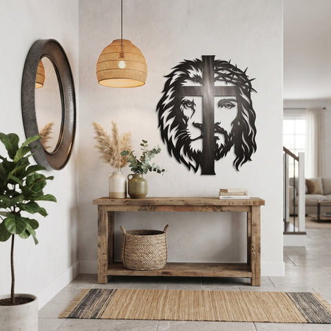Jesus Lion of Judah Laser SVG | Christian Metal Wall Art DXF | Jesus Lion Svg Laser Cut File | CNC Plasma Svg | Religious Decor SVG HappyDesignStudio 
