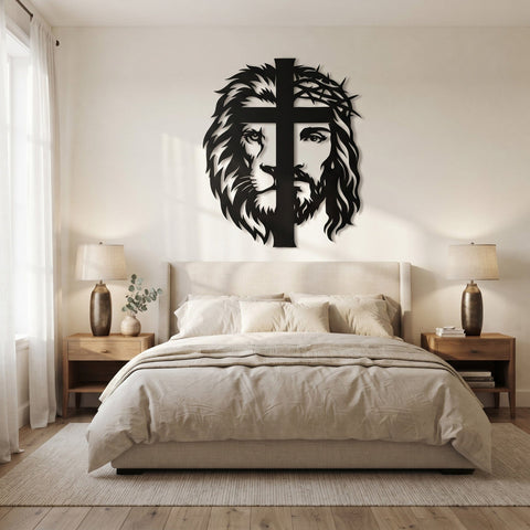 Jesus Lion of Judah Laser SVG | Christian Metal Wall Art DXF | Jesus Lion Svg Laser Cut File | CNC Plasma Svg | Religious Decor SVG HappyDesignStudio 