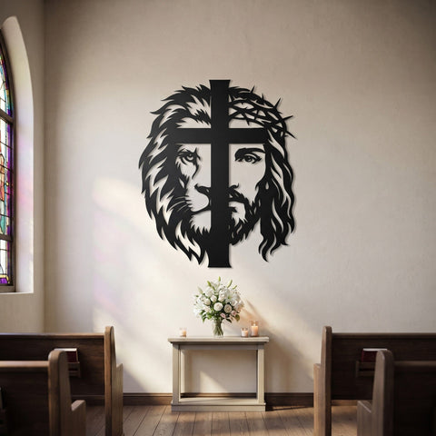 Jesus Lion of Judah Laser SVG | Christian Metal Wall Art DXF | Jesus Lion Svg Laser Cut File | CNC Plasma Svg | Religious Decor SVG HappyDesignStudio 