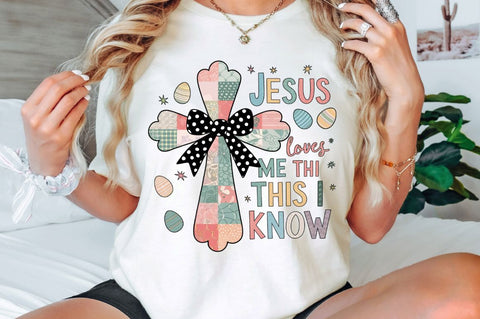 Jesus Loves Me This I Know Easter Cross PNG, Jesus loves Me This I know PNG, Valentine PNG, Valentine Heart PNG, Christian Cross PNG, Bible Verse PNG, Love Like Jesus PNG Sublimation Regulrcrative 