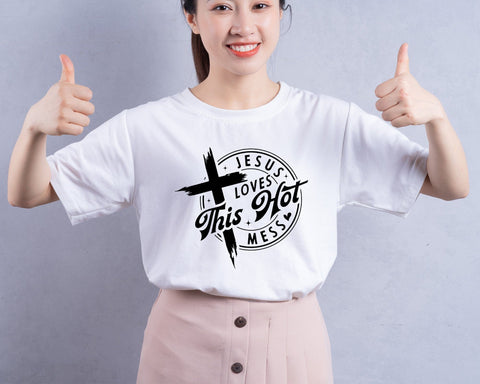 Jesus Loves This Hot Mess Svg, Christian Svg, Hot Mess Svg, You Matter Svg, Religious Svg, Faith Svg, Self Love Svg, Love Like Jesus Svg SVG DesignDestine 