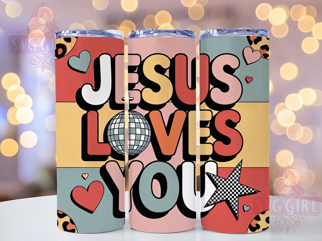 Jesus Loves You Faith Tumbler, Christian Faith Wrap, Religious Love Cup, 20oz Sublimation Wrap, Stylish Christian Design Tumbler, Artistic Faith Heart Cup, Inspirational Religious Theme Wrap Sublimation SvggirlplusArt 