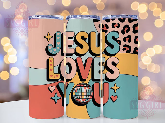 Jesus Loves You Faith Tumbler, Christian Faith Wrap, Religious Love Cup, 20oz Sublimation Wrap, Stylish Christian Design Tumbler, Artistic Faith Heart Cup, Inspirational Religious Theme Wrap Sublimation SvggirlplusArt 