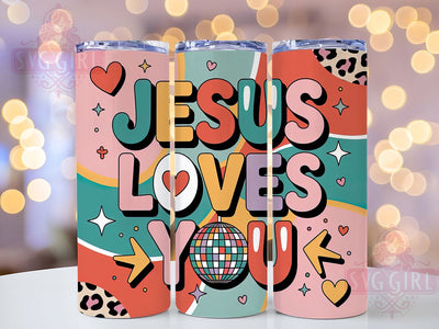 Jesus Loves You Faith Tumbler, Christian Faith Wrap, Religious Love Cup, 20oz Sublimation Wrap, Stylish Christian Design Tumbler, Artistic Faith Heart Cup, Inspirational Religious Theme Wrap Sublimation SvggirlplusArt 