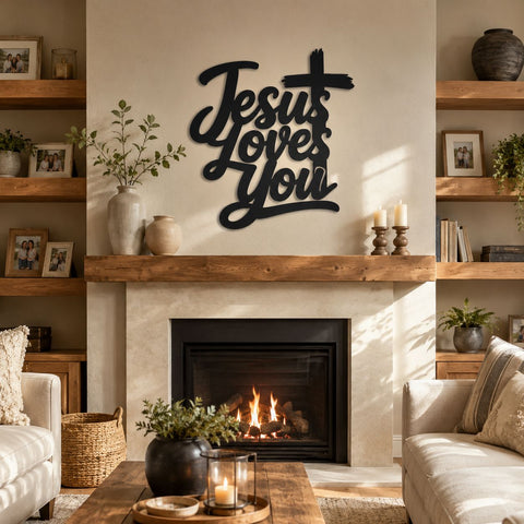 Jesus Loves You Laser SVG | Christian Cross DXF | Faith Wall Decor Laser Cut File | CNC Plasma Metal Art SVG HappyDesignStudio 