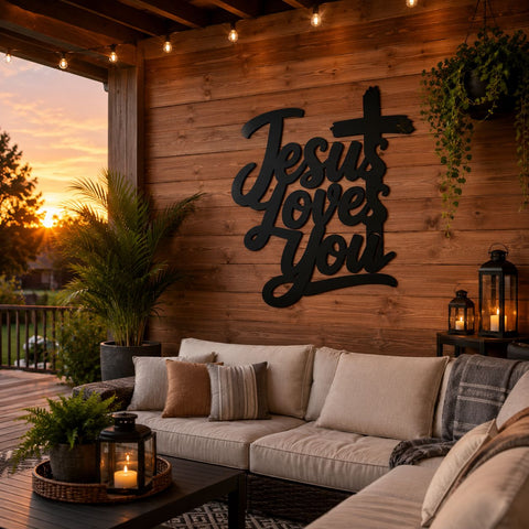 Jesus Loves You Laser SVG | Christian Cross DXF | Faith Wall Decor Laser Cut File | CNC Plasma Metal Art SVG HappyDesignStudio 