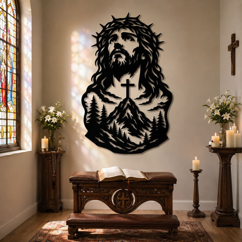 Jesus Mountain Cross Laser SVG | Christian Metal Wall Art DXF | CNC Plasma Cut File | Laser Cut Svg | Religious Decor SVG HappyDesignStudio 